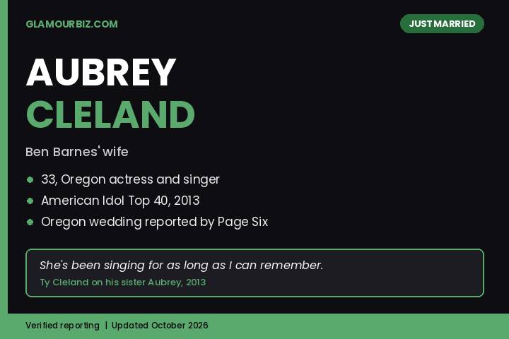 Aubrey Cleland Ben Barnes wife actress American Idol alum Oregon wedding 2026