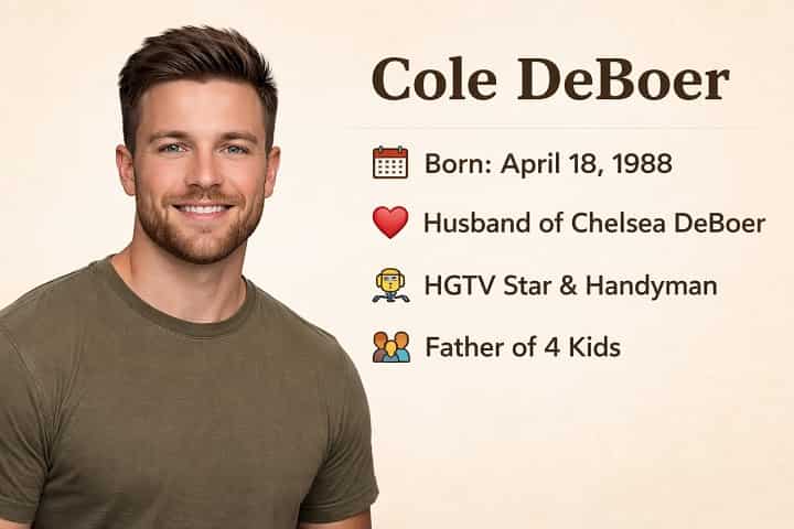Cole DeBoer, HGTV star and father, known for Down Home Fab.