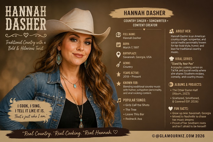 Hannah Dasher AI portrait featuring her biography, family, career, and TikTok success in 2026.