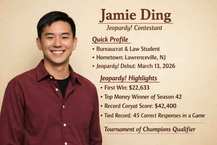 Jamie Ding, law student and Jeopardy! champion with 18 consecutive wins