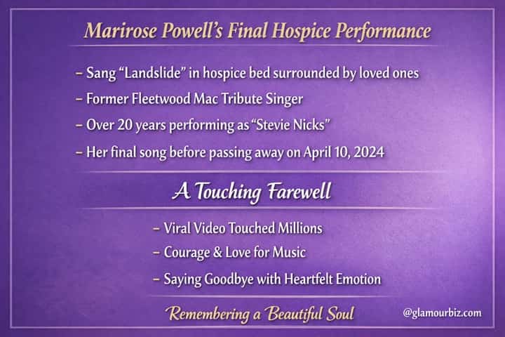 Marirose Powell singing Landslide from hospice bed during her final emotional performance surrounded by loved ones