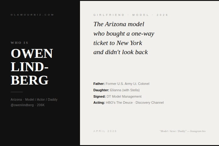 Owen Lindberg, Arizona-born model and actor known for his career in fashion and his relationship with Stella