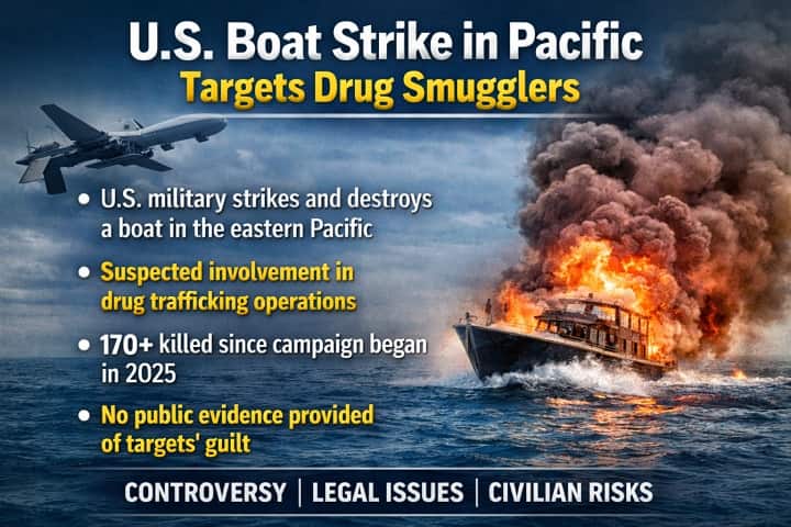 U.S. military strike on suspected drug boat in the Pacific Ocean amid maritime drug enforcement debate