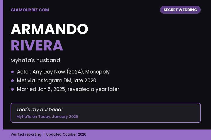 Armando Rivera Myha'la husband actor secret wedding Industry star 2026