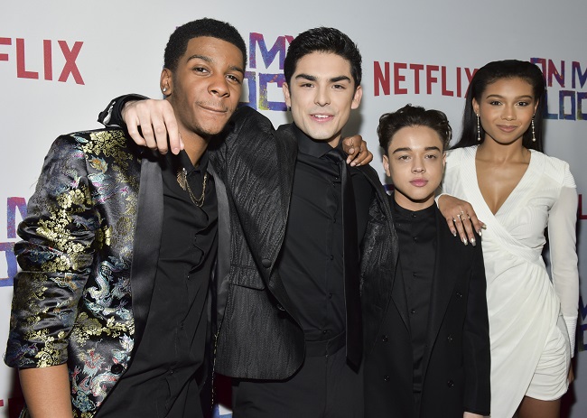LOS ANGELES, CA - MARCH 14: (L-R) Brett Gray,  Diego Tinoco, Jason Genao, and Sierra Capri arrive at the premiere of Netflix's "On My Block" at NETFLIX on March 14, 2018 in Los Angeles, California.  (Photo by Rodin Eckenroth/Getty Images)