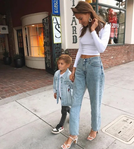 nicole with her son