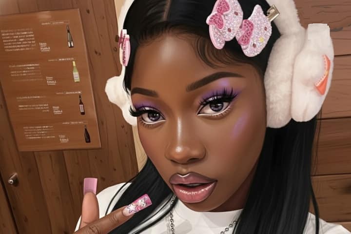 Illustration of Aliyah’s Interlude (Aliyah Bah) wearing a Y2K-inspired outfit and platform boots, showcasing her signature #AliyahCore fashion style