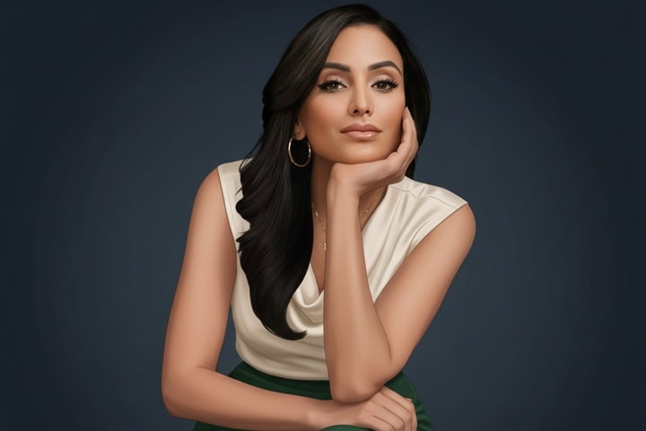 Illustrated portrait of Crystal Marie, Detroit-born comedian, actress, writer, and producer performing stand-up comedy in 2025, trending on Instagram and TikTok.