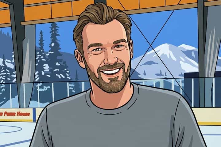 Jesse Kortuem in The Cutting Edges Hockey Club jersey (2026) alongside a throwback photo from his Saint Thomas Academy days, representing his LGBTQ+ journey and the impact of HBO's Heated Rivalry.