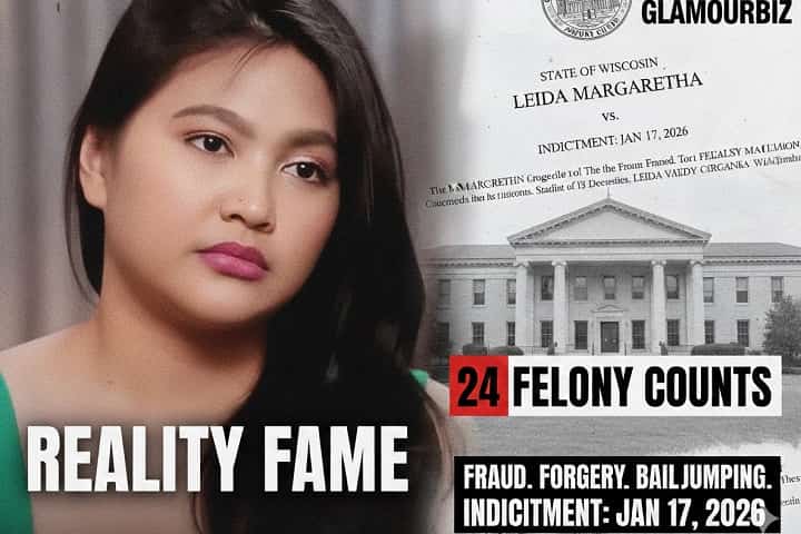 Leida Margaretha featured alongside a Wisconsin 24-felony indictment for fraud and forgery. Glamourbiz exclusive 2026 update.