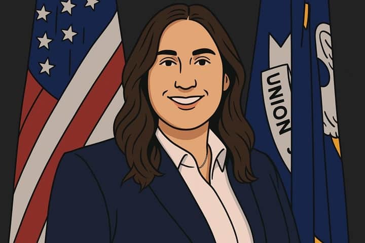 AI-generated illustrated image of Madison Sheahan, 2025 ICE deputy director and former Louisiana wildlife secretary, leading U.S. conservation and enforcement policy.