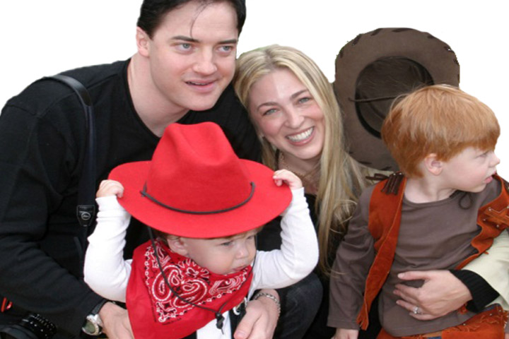 afton smith with ex husband brendan fraser and two kids